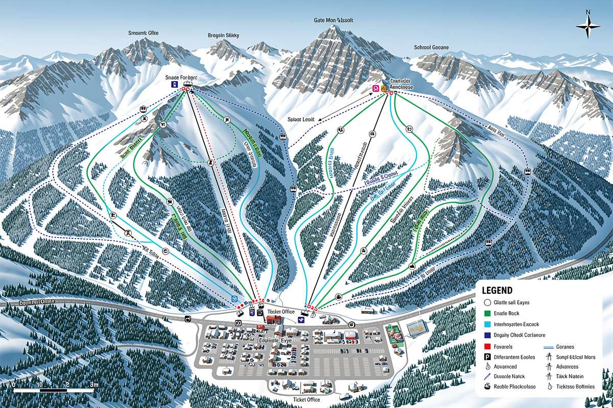 Detailed course map showing vertical drop and turn zones